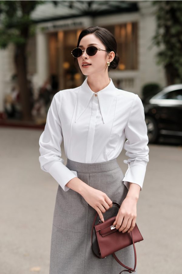 Áo sơ mi dài tay trắng basic
