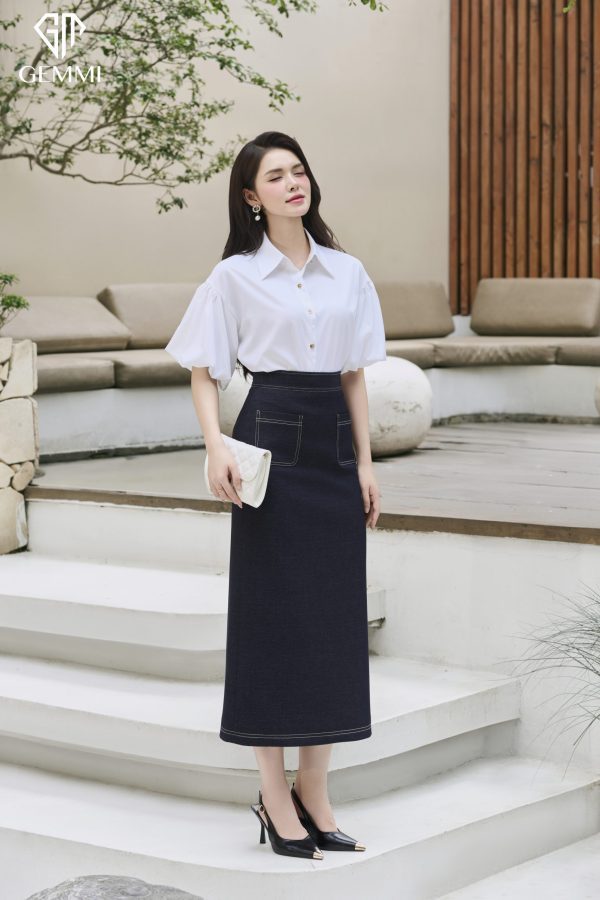Chân váy jeans midi GEMMI